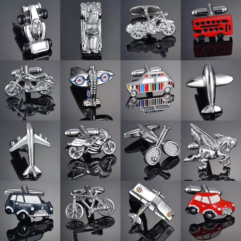 Novelty Vehicle Motorcycles/Bicycles/Racing/Cars cufflinks Plane/Wooden/Horse/Bus Modeling men's French shirts cuff links